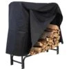 4 Ft. Black Steel Firewood Log Rack With Cover