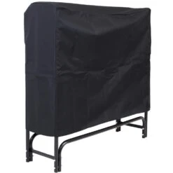 4 Ft. Black Steel Firewood Log Rack With Cover -Fire Place Store sunnydaze firewood racks qx 4lr 4lrc fa 1000