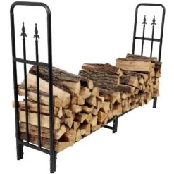6 Ft. Firewood Log Rack With Waterproof Cover In Black -Fire Place Store sunnydaze firewood racks qx 6dlr combo 4f 1000