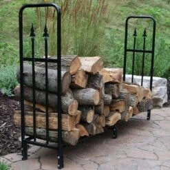 6 Ft. Steel Firewood Storage Log Rack In Black -Fire Place Store sunnydaze firewood racks qx 6dlr fa 1000