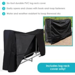6 Ft. Outdoor Waterproof Heavy-Duty Firewood Log Rack Cover 13 6 Ft. Outdoor Waterproof Heavy-Duty Firewood Log Rack Cover -Fire Place Store sunnydaze firewood racks qx 6dlrc 76 1000