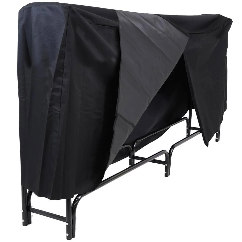 8 Ft. Firewood Log Rack And Cover In Black 3 8 Ft. Firewood Log Rack And Cover In Black - Image 3