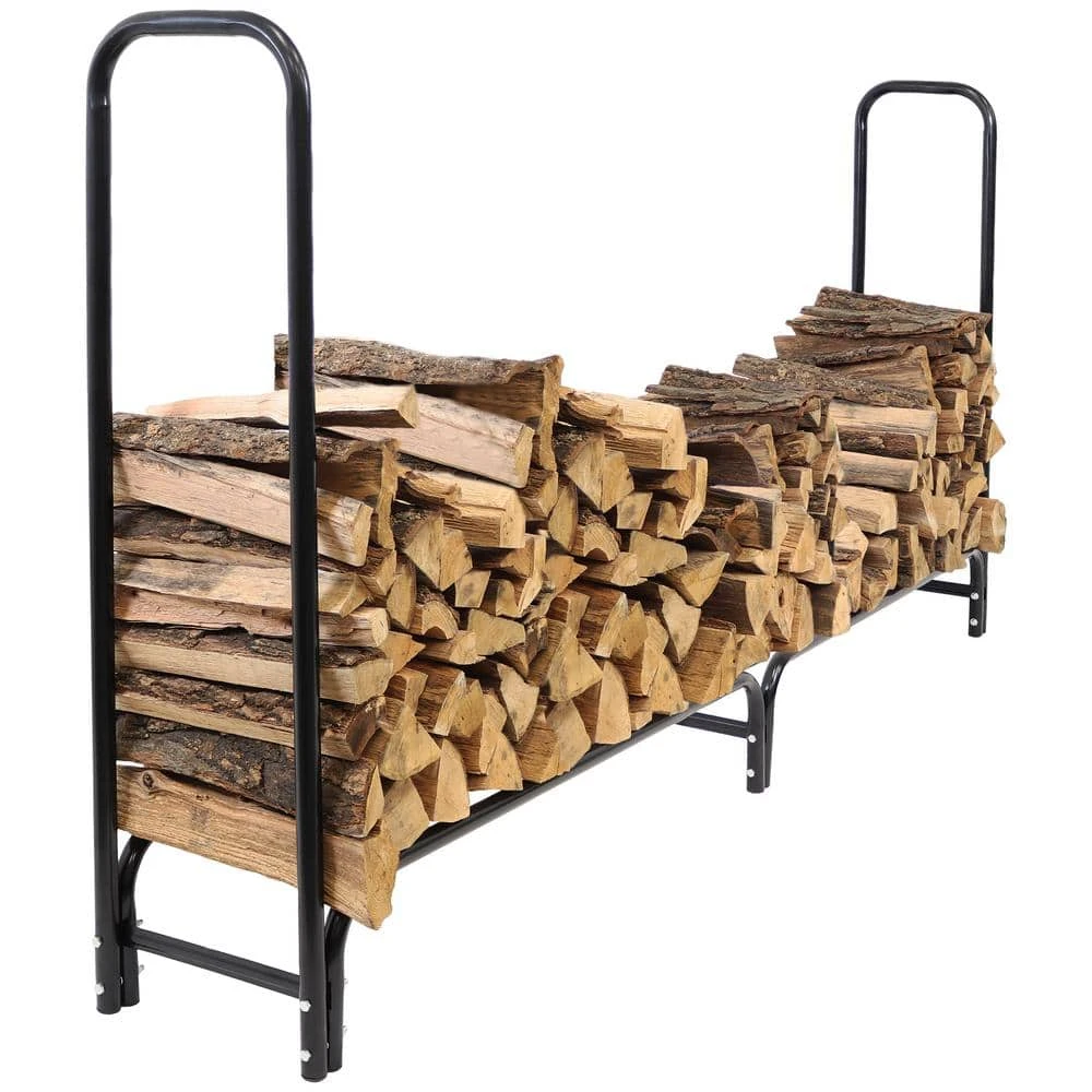 8 Ft. Firewood Log Rack And Cover In Black 7 8 Ft. Firewood Log Rack And Cover In Black - Image 7
