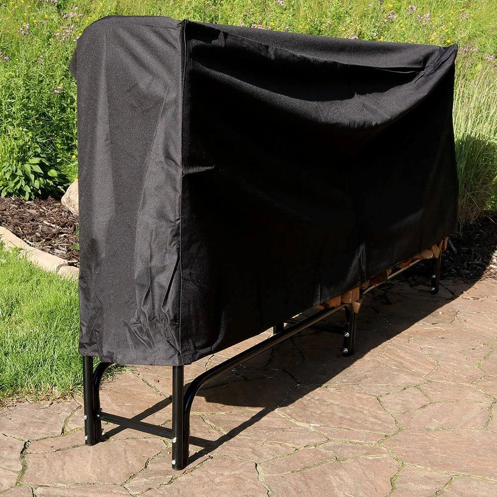 8 Ft. Firewood Log Rack And Cover In Black 8 8 Ft. Firewood Log Rack And Cover In Black - Image 8