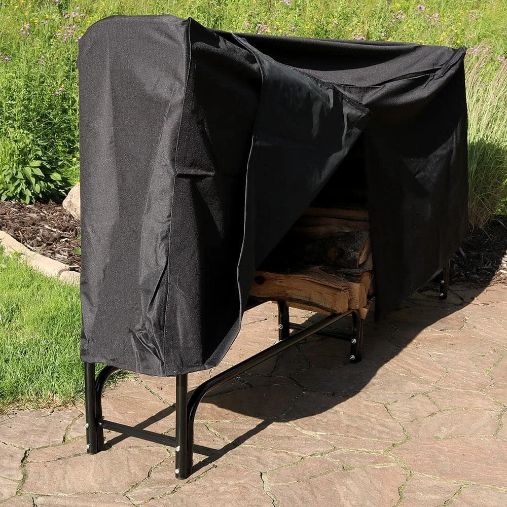8 Ft. Firewood Log Rack And Cover In Black 5 8 Ft. Firewood Log Rack And Cover In Black - Image 5