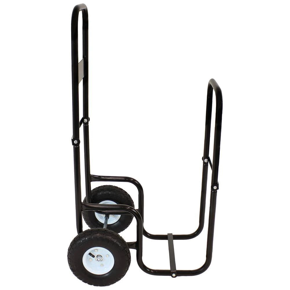 Steel Rolling Firewood Log Cart In Black 2 Steel Rolling Firewood Log Cart In Black - Image 2