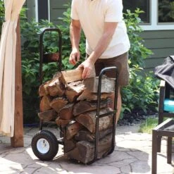 Steel Rolling Firewood Log Cart In Black 19 Steel Rolling Firewood Log Cart In Black -Fire Place Store sunnydaze firewood racks qx flc 31 1000