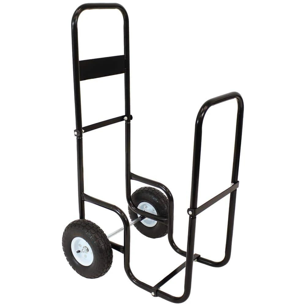 Steel Rolling Firewood Log Cart In Black 9 Steel Rolling Firewood Log Cart In Black - Image 9