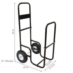Steel Rolling Firewood Log Cart In Black 13 Steel Rolling Firewood Log Cart In Black -Fire Place Store sunnydaze firewood racks qx flc c3 1000