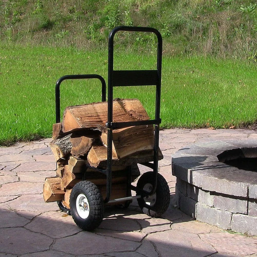 Steel Rolling Firewood Log Cart In Black 8 Steel Rolling Firewood Log Cart In Black - Image 8