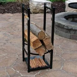32 In. Indoor/Outdoor Fireside Log Rack With Tool Holders -Fire Place Store sunnydaze firewood racks qx flrh 4f 1000