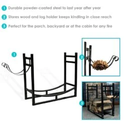 30 In. Indoor/Outdoor Firewood Log Rack With Kindling Holder 15 30 In. Indoor/Outdoor Firewood Log Rack With Kindling Holder -Fire Place Store sunnydaze firewood racks qx lrkh fa 1000