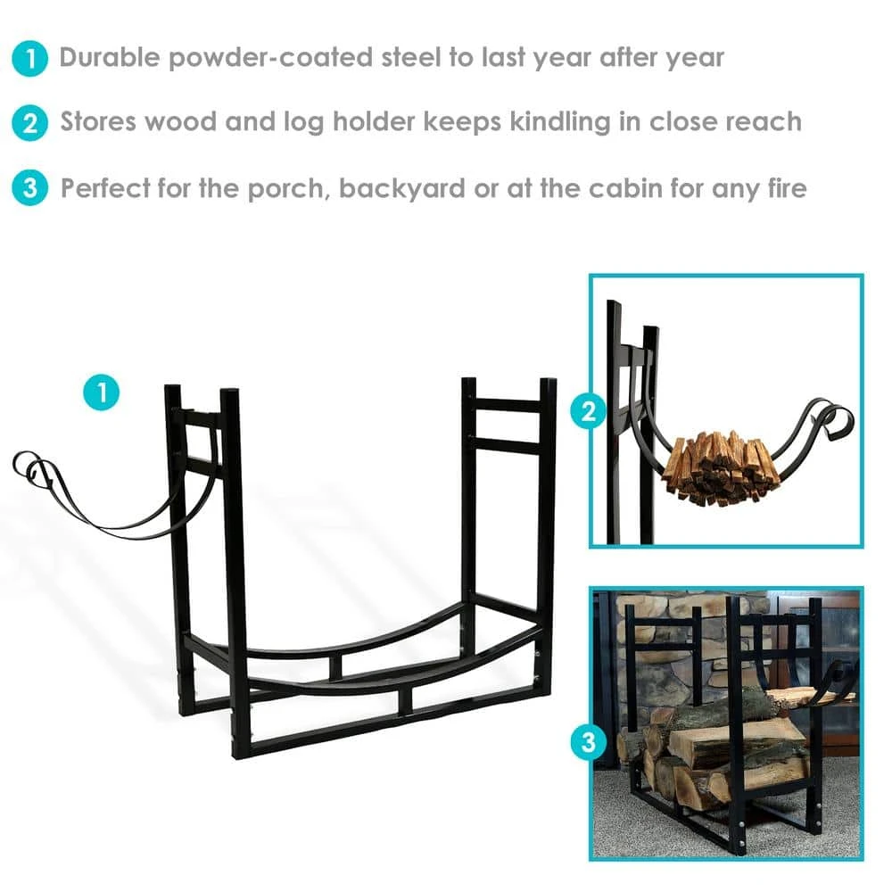 30 In. Indoor/Outdoor Firewood Log Rack With Kindling Holder 7 30 In. Indoor/Outdoor Firewood Log Rack With Kindling Holder - Image 7