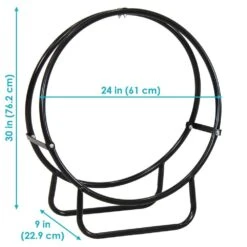 24 In. Black Steel Firewood Storage Log Hoop 13 24 In. Black Steel Firewood Storage Log Hoop -Fire Place Store sunnydaze firewood racks qx24lh 44 1000