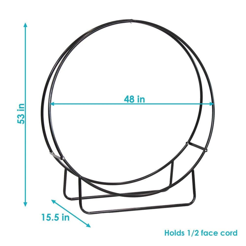 48 In. Black Steel Outdoor Log Hoop 3 48 In. Black Steel Outdoor Log Hoop - Image 3