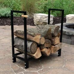 30 In. Black Steel Firewood Storage Log Holder -Fire Place Store sunnydaze firewood racks qxwr30 31 1000