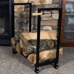 30 In. Black Steel Firewood Log Rack And Cover Combo -Fire Place Store sunnydaze firewood racks qxwr30 combo 1f 1000
