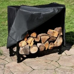 30 In. Black Steel Firewood Log Rack And Cover Combo -Fire Place Store sunnydaze firewood racks qxwr30 combo 31 1000