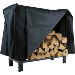 30 In. Black Steel Firewood Log Rack And Cover Combo -Fire Place Store sunnydaze firewood racks qxwr30 combo 4f 1000