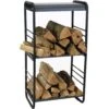 36 In. Modern Rounded Edge Iron And Steel Firewood Storage Log Rack