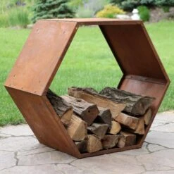 30 In. Hexagon Steel Honeycomb Firewood Log Rack 15 30 In. Hexagon Steel Honeycomb Firewood Log Rack -Fire Place Store sunnydaze firewood racks rcm lg789 31 1000