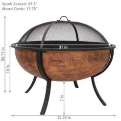 25.75 In. Copper Raised Outdoor Fire Pit Bowl With Spark Screen 12 25.75 In. Copper Raised Outdoor Fire Pit Bowl With Spark Screen -Fire Place Store sunnydaze outdoor fireplaces nb 550 1f 1000