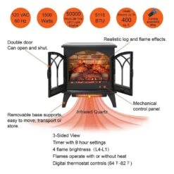 400 Sq. Ft. 24 In. Electric Stove With Remote -Fire Place Store sunrinx electric stove heaters mg63 7 gsd 40 1000