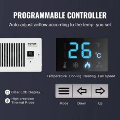 4 Ft.x12ft. Register Booster Fan: Quiet, Remote/Thermostat-Controlled, Adjustable Speed In White -Fire Place Store tahanbath grow room ventilation z d0102hpbh56 1f 1000