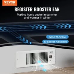 4 Ft.x12ft. Register Booster Fan: Quiet, Remote/Thermostat-Controlled, Adjustable Speed In White -Fire Place Store tahanbath grow room ventilation z d0102hpbh56 c3 1000