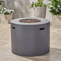 31" Round MGO Fire Pit- 40000 BTU, Dark Gray -Fire Place Store tatayosi outdoor fireplaces p dj 63491 4f 1000