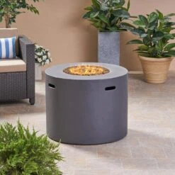 31" Round MGO Fire Pit- 40000 BTU, Dark Gray -Fire Place Store tatayosi outdoor fireplaces p dj 63491 c3 1000