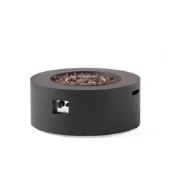 32" Round Fire Pit, Patio Gas-burning Fire Pit Outdoor Iron Propane Fireplace, Tank Outside, Dark Grey -Fire Place Store tatayosi outdoor fireplaces p dj 67759 44 1000