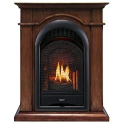 ProCom Ventless Gas Fireplace , Dual Fuel, Vent Free, Mantel Included - Toasted Almond Finish - 15,000 BTU