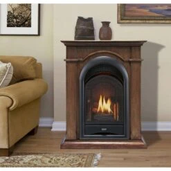 FS100T-TA Ventless Fireplace System 10K BTU Duel Fuel Thermostat Insert And Toasted Almond Mantel -Fire Place Store toasted almond procom gas fireplaces 170191 31 1000