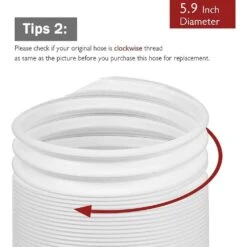 5.9 In. 6.5 Ft. Insulated Flexible Exhaust Hose For Portable Air Conditioner -Fire Place Store turbro flexible ductwork clockwise 5 9 in diameter 6 5 ft long 4f 1000