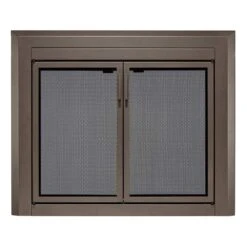 Uniflame Large Logan Oil Rubbed Bronze Cabinet-style Fireplace Doors With Smoke Tempered Glass