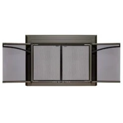 Uniflame Large Gerri Gunmetal Cabinet-style Fireplace Doors With Smoke Tempered Glass -Fire Place Store uniflame fireplace doors ufpdl1308gun c3 1000