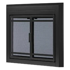 Uniflame Large Kendall Black Cabinet-style Fireplace Doors With Smoke Tempered Glass -Fire Place Store uniflame fireplace doors ufpdl1407blk 40 1000