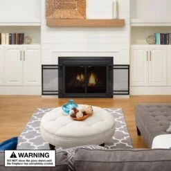 Uniflame Large Kendall Black Cabinet-style Fireplace Doors With Smoke Tempered Glass -Fire Place Store uniflame fireplace doors ufpdl1407blk 4f 1000