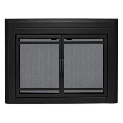 Uniflame Large Kendall Black Cabinet-style Fireplace Doors With Smoke Tempered Glass