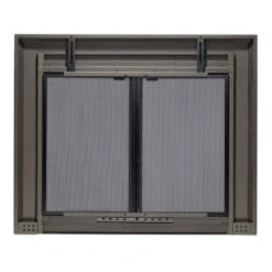 Uniflame Medium Logan Gunmetal Cabinet-style Fireplace Doors With Smoke Tempered Glass -Fire Place Store uniflame fireplace doors ufpdm1105gun 66 1000