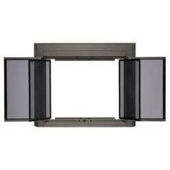 Uniflame Medium Logan Gunmetal Cabinet-style Fireplace Doors With Smoke Tempered Glass -Fire Place Store uniflame fireplace doors ufpdm1105gun 77 1000