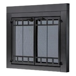 Uniflame Medium Connor Black Bi-fold Style Fireplace Doors With Smoke Tempered Glass -Fire Place Store uniflame fireplace doors ufpdm1504blk 40 1000