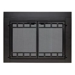 Uniflame Medium Connor Black Bi-fold Style Fireplace Doors With Smoke Tempered Glass