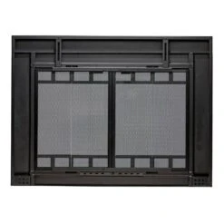 Uniflame Medium Connor Black Bi-fold Style Fireplace Doors With Smoke Tempered Glass -Fire Place Store uniflame fireplace doors ufpdm1504blk 66 1000