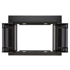 Uniflame Medium Connor Black Bi-fold Style Fireplace Doors With Smoke Tempered Glass -Fire Place Store uniflame fireplace doors ufpdm1504blk 77 1000