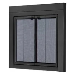 Uniflame Medium Roman Black Bi-fold Style Fireplace Doors With Smoke Tempered Glass -Fire Place Store uniflame fireplace doors ufpdm1604blk 40 1000