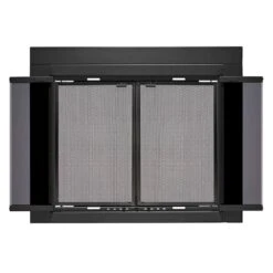 Uniflame Medium Roman Black Bi-fold Style Fireplace Doors With Smoke Tempered Glass -Fire Place Store uniflame fireplace doors ufpdm1604blk c3 1000