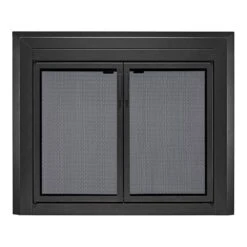 Uniflame Small Logan Black Cabinet-style Fireplace Doors With Smoke Tempered Glass