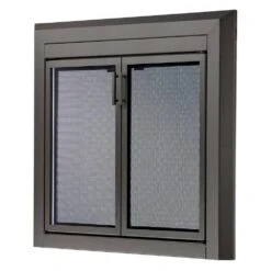 Uniflame Small Logan Gunmetal Cabinet-style Fireplace Doors With Smoke Tempered Glass -Fire Place Store uniflame fireplace doors ufpds1102gun 40 1000